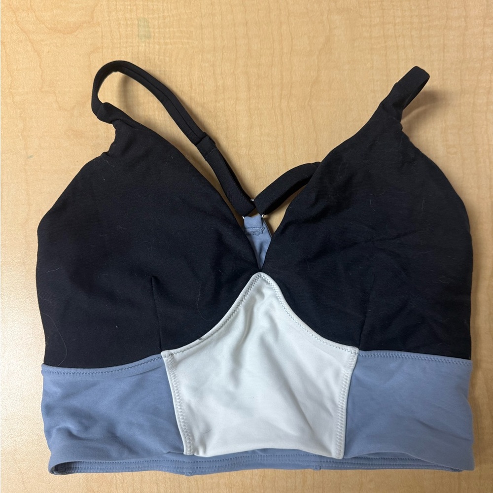 Calia Women's Black and Gray Colorblock Dance Bralette size AS